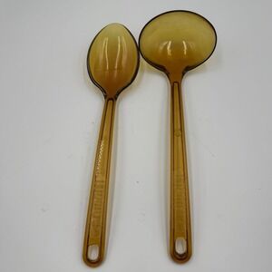 Ultratemp Ladle & Serving Spoon Set Amber Heat Resistant Plastic Vintage
